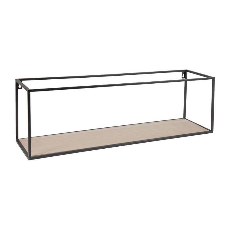 Wandplankje hout/metaal - 70x18x22 - zwart