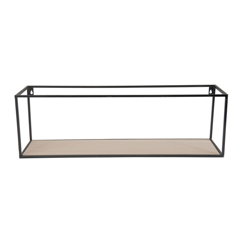 Wandplankje hout/metaal - 70x18x22 - zwart