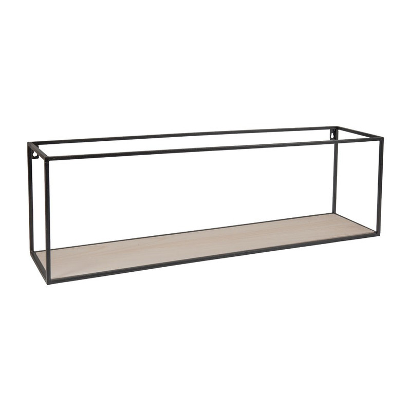 Wandplankje hout/metaal - 80x18x25 - zwart