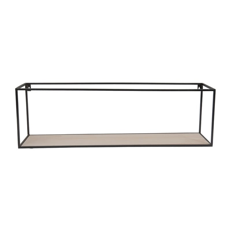 Wandplankje hout/metaal - 80x18x25 - zwart