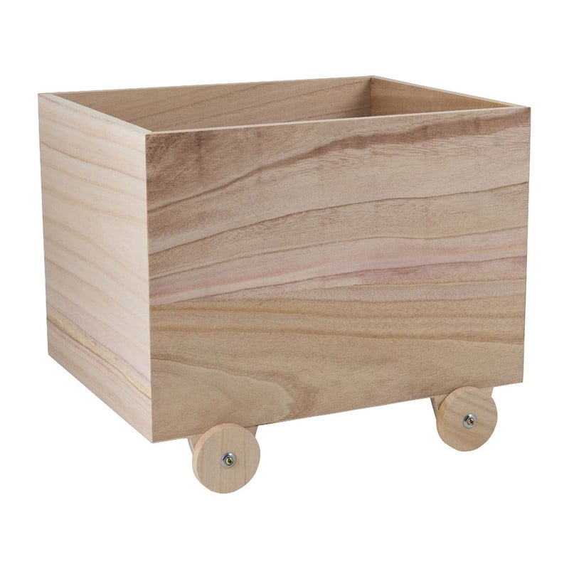 Speelgoedkist op houten wielen - 38x30x27 cm