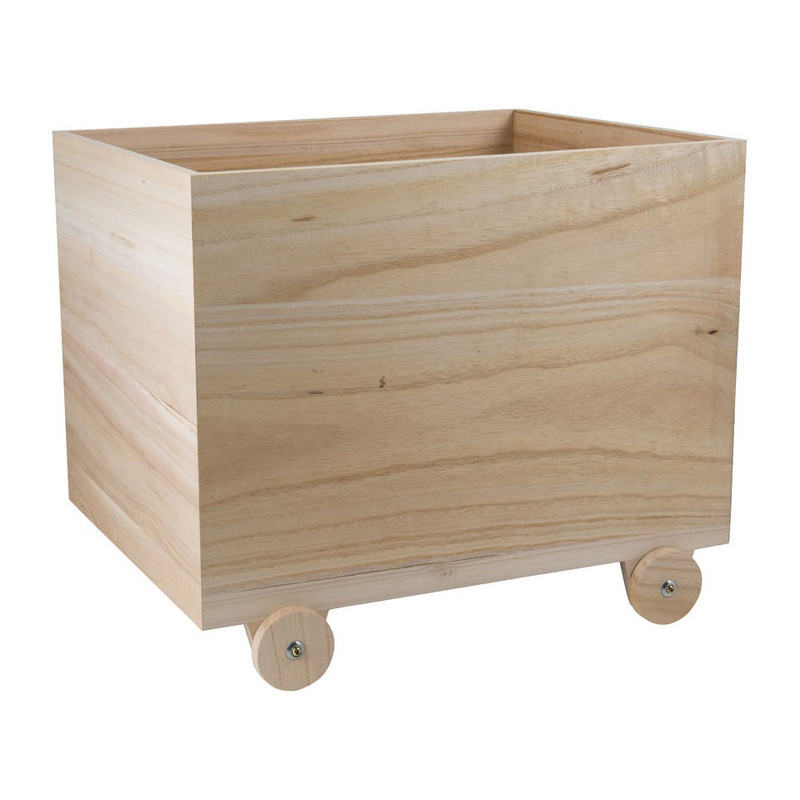 Speelgoedkist op houten wielen - 45x35x33 cm