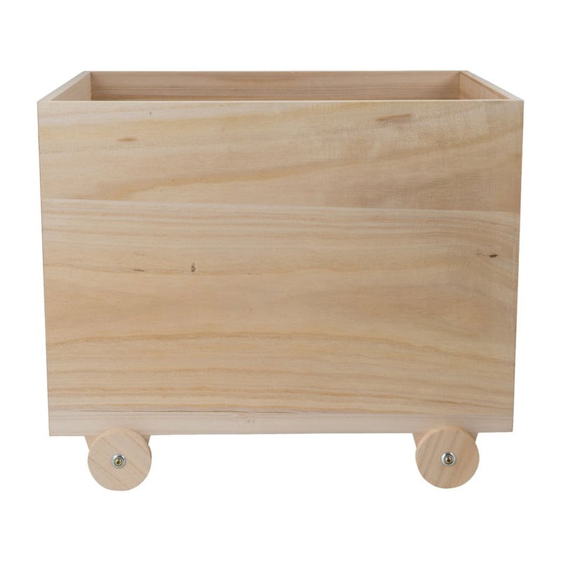 Speelgoedkist op houten wielen - 45x35x33 cm