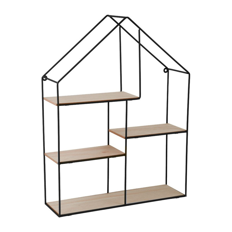 Wandkastje huis - 40x12x53 cm - zwart