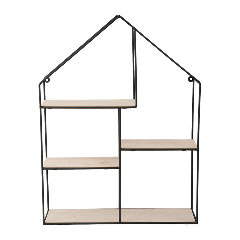 Wandkastje huis - 40x12x53 cm - zwart