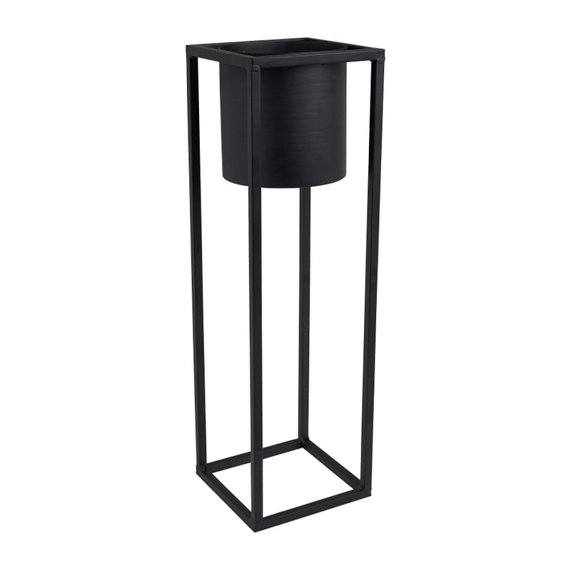 Bloempot in standaard - zwart - 15x15x50 cm