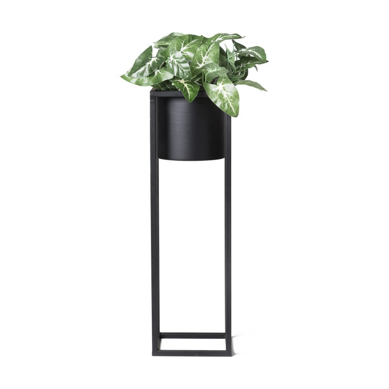 Bloempot in standaard - zwart - 15x15x50 cm