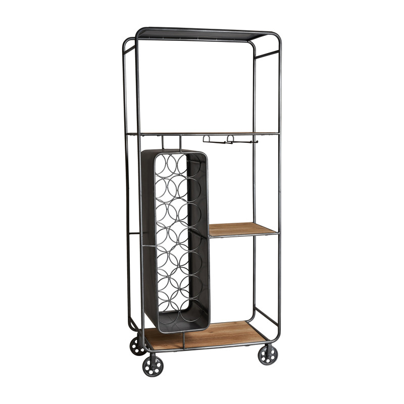 Wijnrek trolley - 60x33x141 cm 