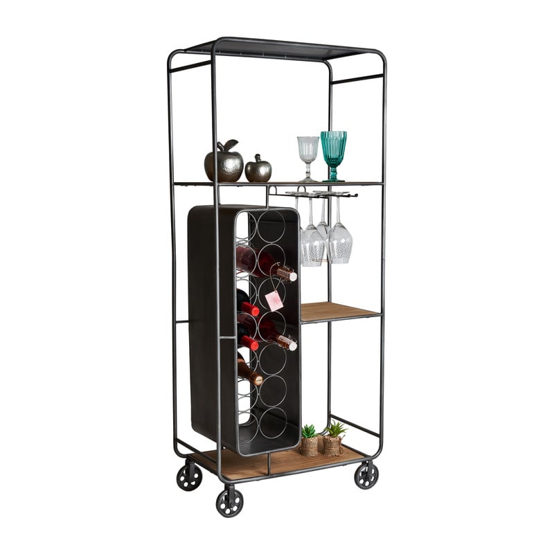 Wijnrek trolley - 60x33x141 cm 