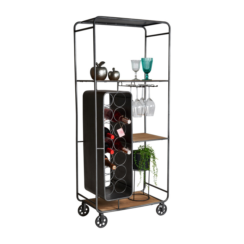 Wijnrek trolley - 60x33x141 cm 