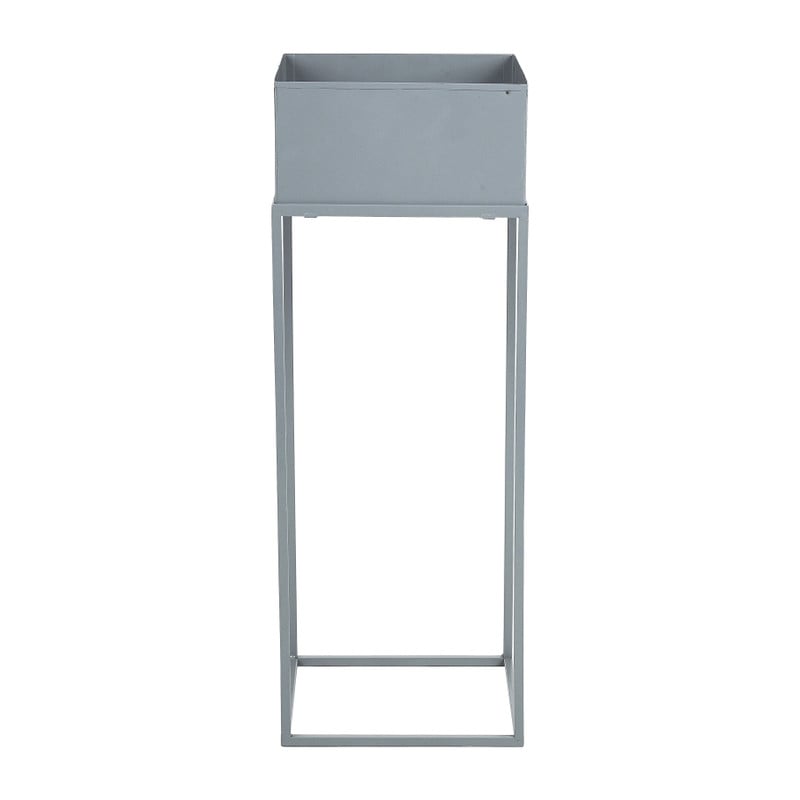 Bloembak metaal op standaard - grijs - 25x25x68 cm