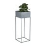 Bloembak metaal op standaard - grijs - 25x25x68 cm
