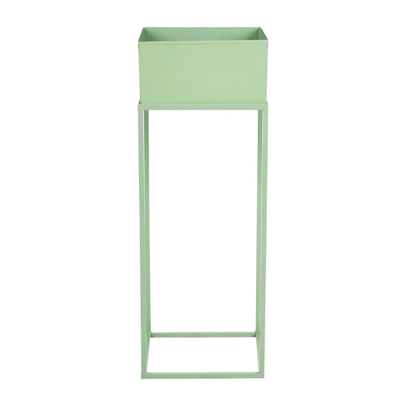 Bloembak metaal op standaard - groen - 25x25x68 cm