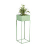 Bloembak metaal op standaard - groen - 25x25x68 cm