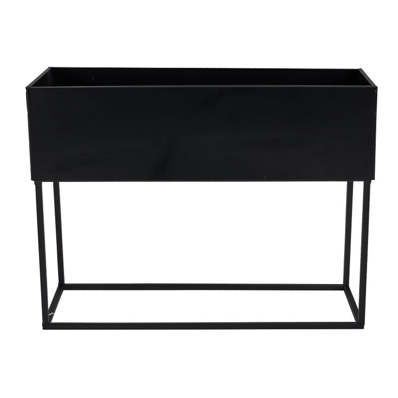 Bloembak metaal - zwart - 43x14x32 cm