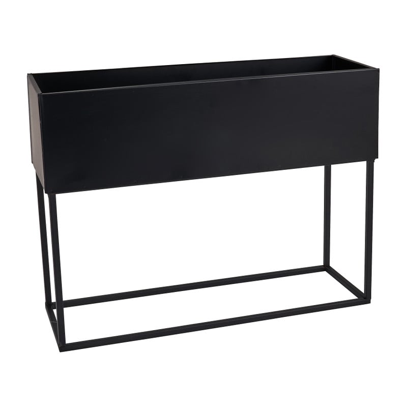 Bloembak metaal - zwart - 43x14x32 cm