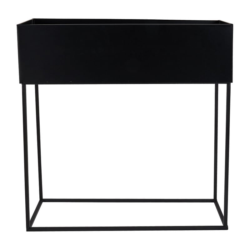 Bloembak metaal - zwart - 46x17x38 cm