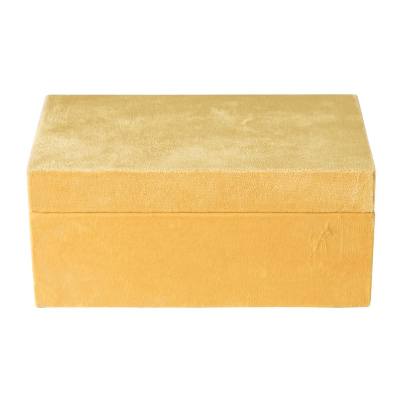 Kistje velvet - geel - ⌀23x14x10 cm