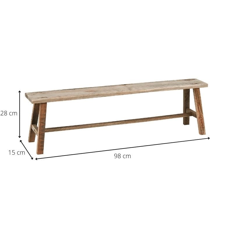 Recycle bankje decoratief - 98x15x28 cm