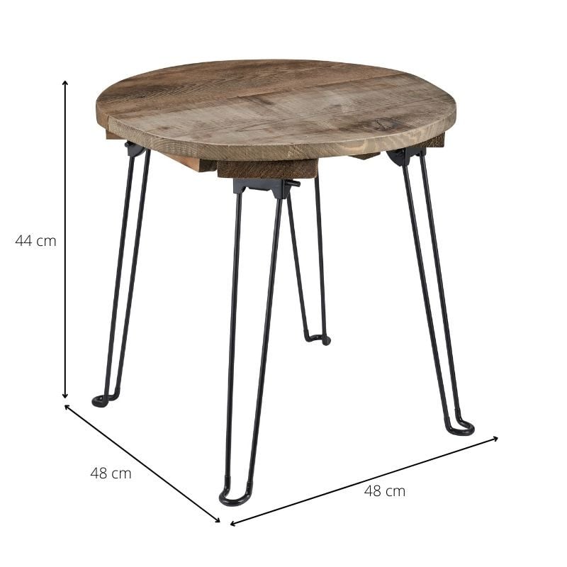 Bijzettafel inklapbaar - gerecycled hout - ø48x44 cm