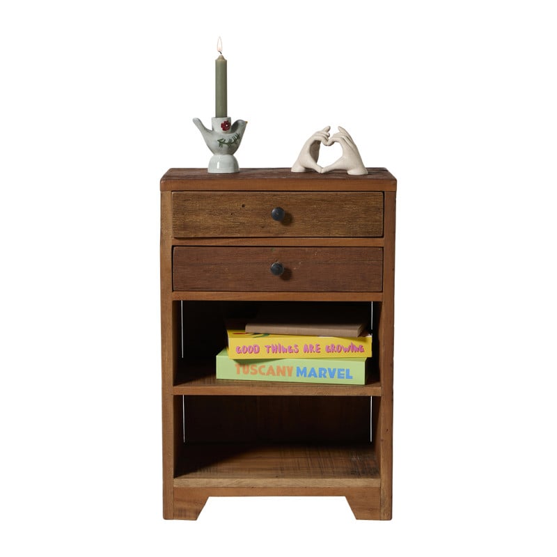 Kastje recycled hout - bruin - 60x40x25 cm