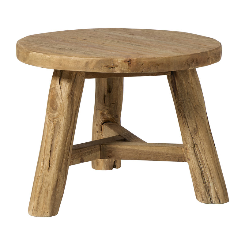Bijzettafel recycled hout - bruin - ø50x38 cm