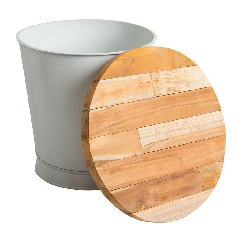 Tafeltje Bucket met teakblad - 45x45 cm