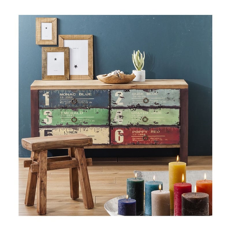 Dressoir met cijfers 2x3 laden - 63x122x40 cm