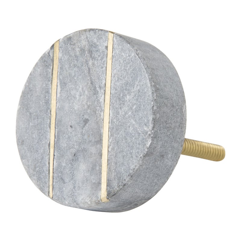 Deurknop marmer streep - grijs/goud - ⌀4 cm