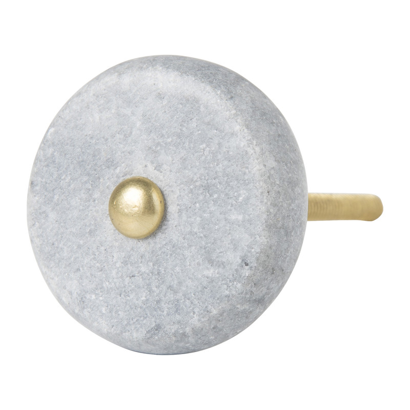 Deurknop marmer rond - grijs/goud - ⌀4 cm