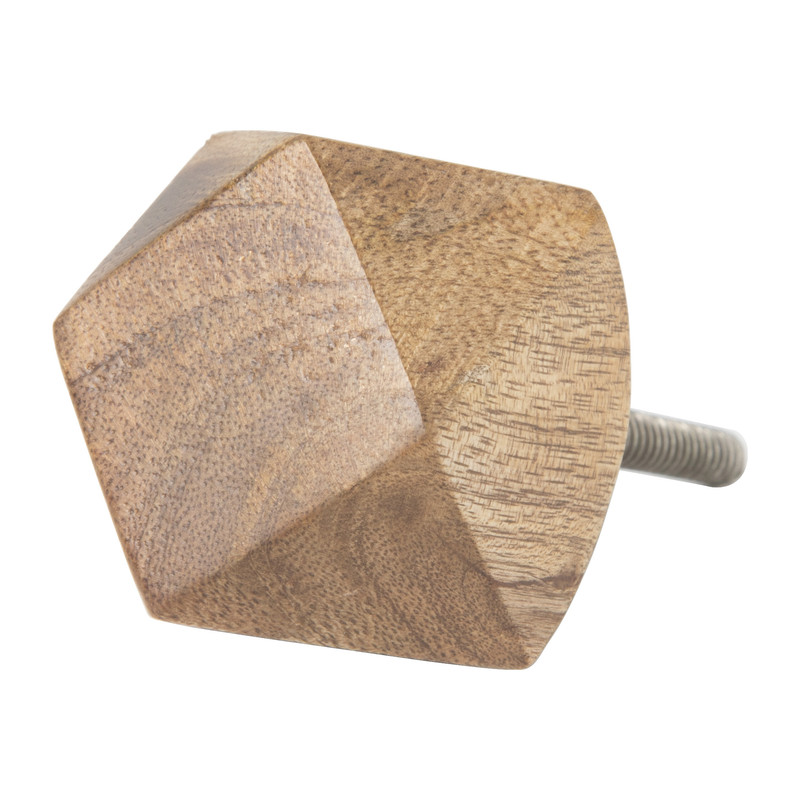 Deurknop zeshoek - hout - 4x4 cm