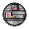 Wandkastje bamboe rond - zwart - ø75x12.5 cm