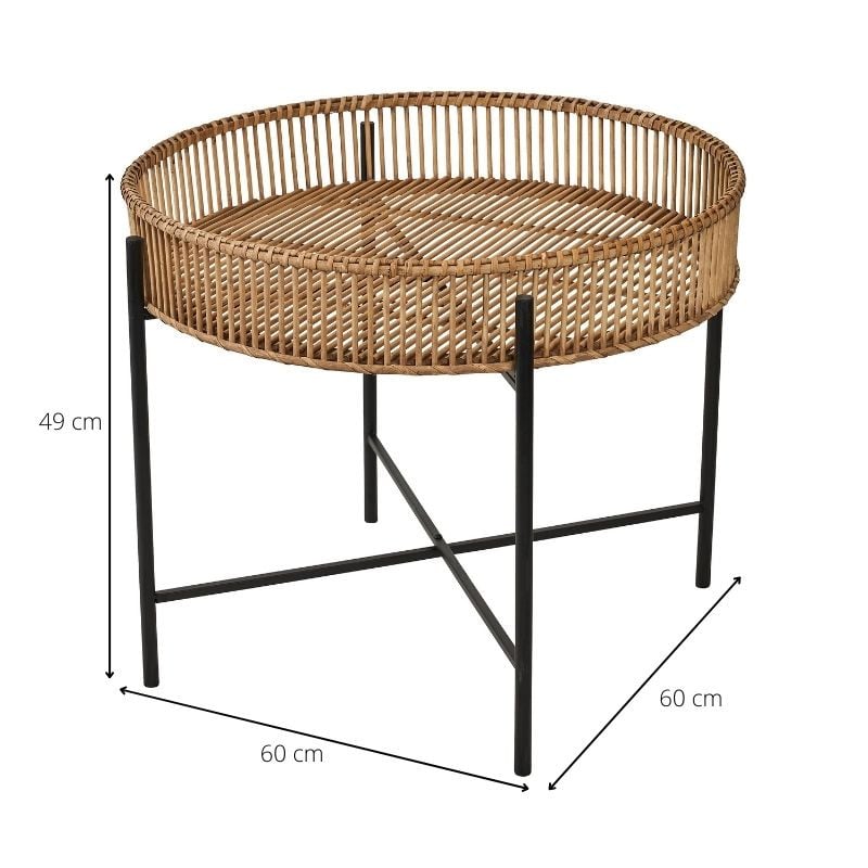 Bijzettafel met bamboe tray - ø60x49 cm