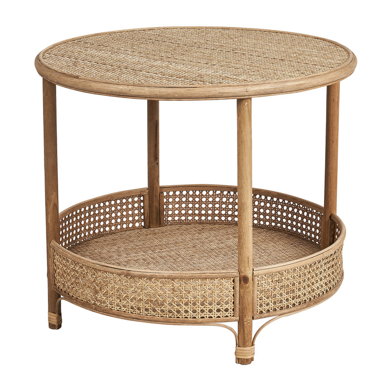 Rotan bijzettafel - 2 etages - ø61x50 cm