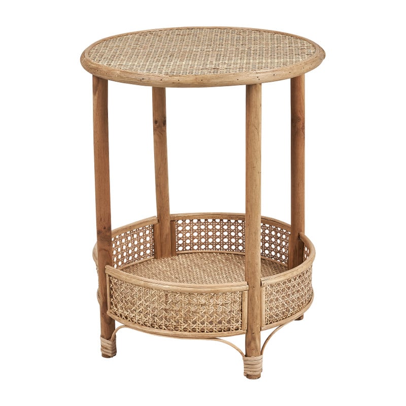 Rotan bijzettafel - 2 etages - ø41x52 cm
