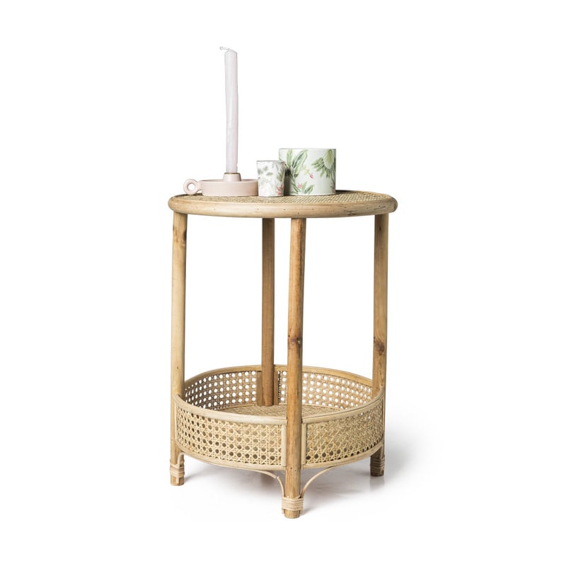 Rotan bijzettafel - 2 etages - ø41x52 cm