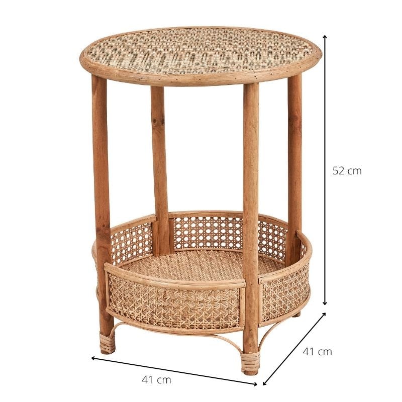 Rotan bijzettafel - 2 etages - ø41x52 cm
