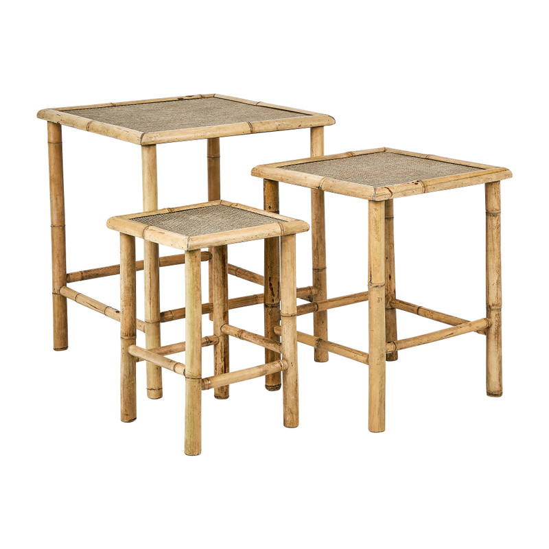 Bamboe bijzettafels - set van 3