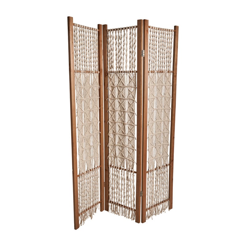 Kamerscherm macrame - naturel/wit - 120x170 cm