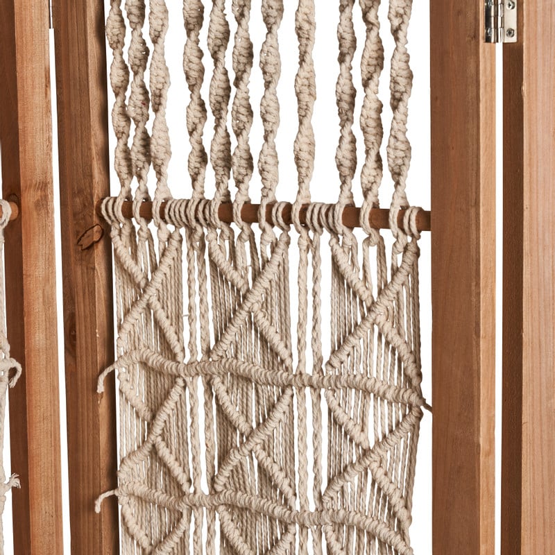 Kamerscherm macrame - naturel/wit - 120x170 cm