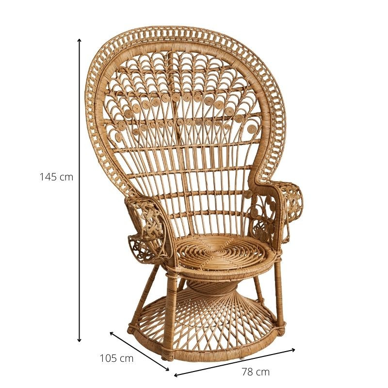Rotan pauwentroon - 145x105x78 cm