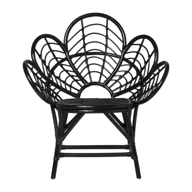 Rotan lotus kuipstoel - zwart - 97x89x64 cm
