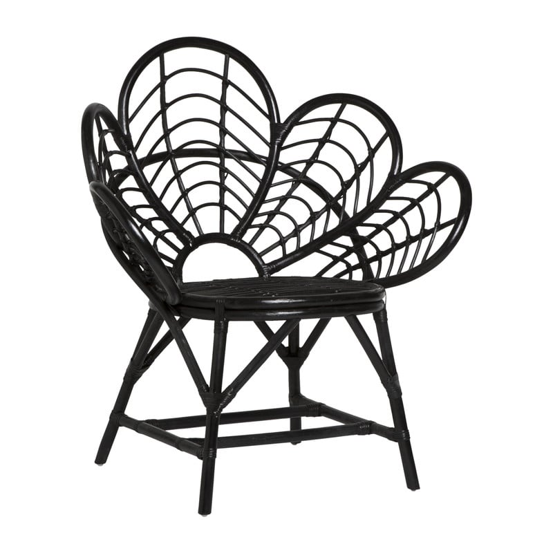 Rotan lotus kuipstoel - zwart - 97x89x64 cm