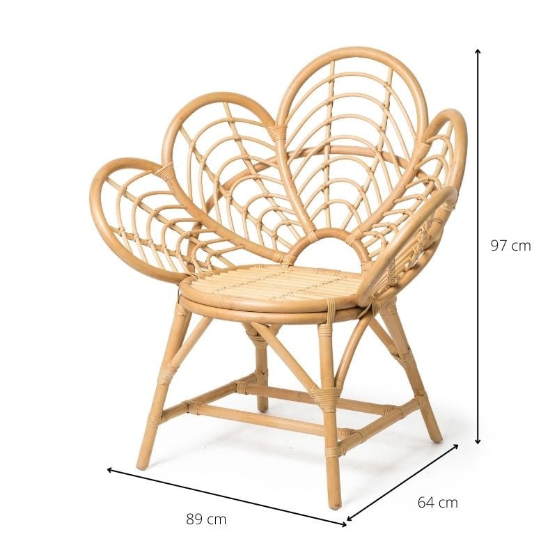 Lotus kuipstoel - rotan - naturel - 97x89x64 cm
