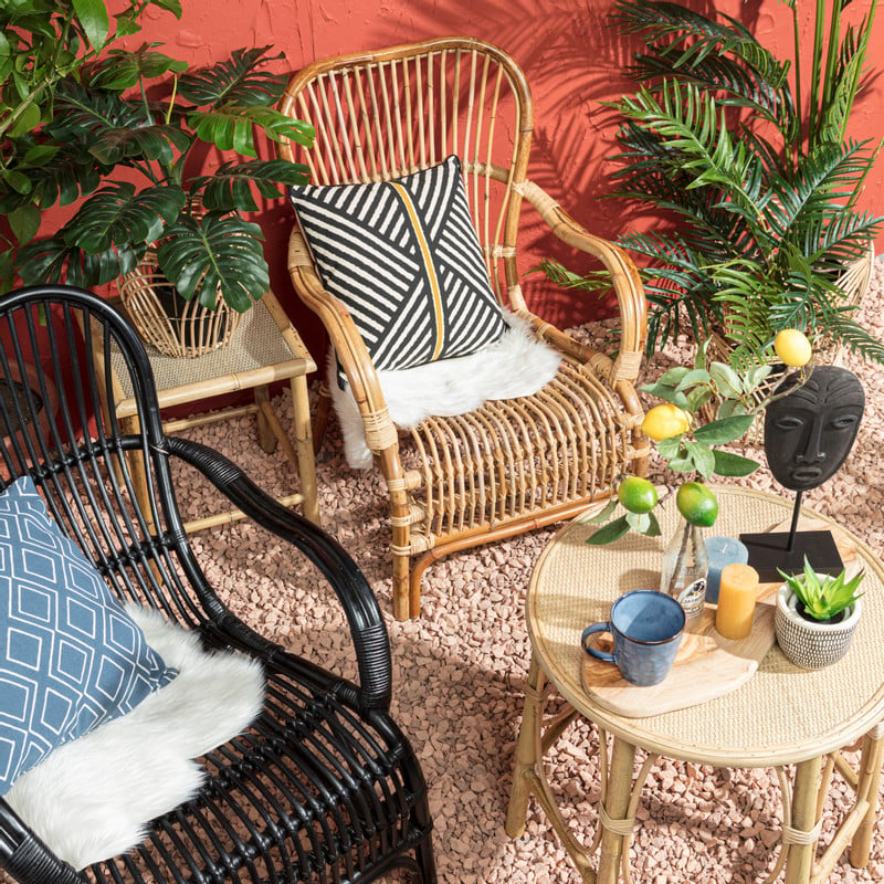 Rotan fauteuil bandung - zwart - 83x69x84 cm