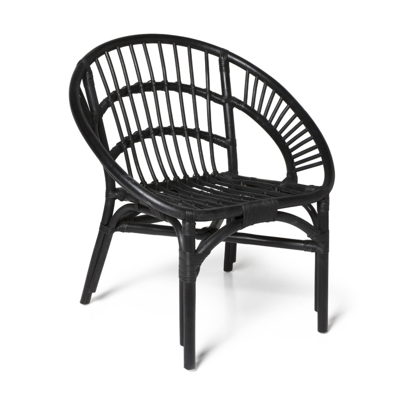 Kuipstoel Semarang - rotan - zwart - 77x70x64 cm 