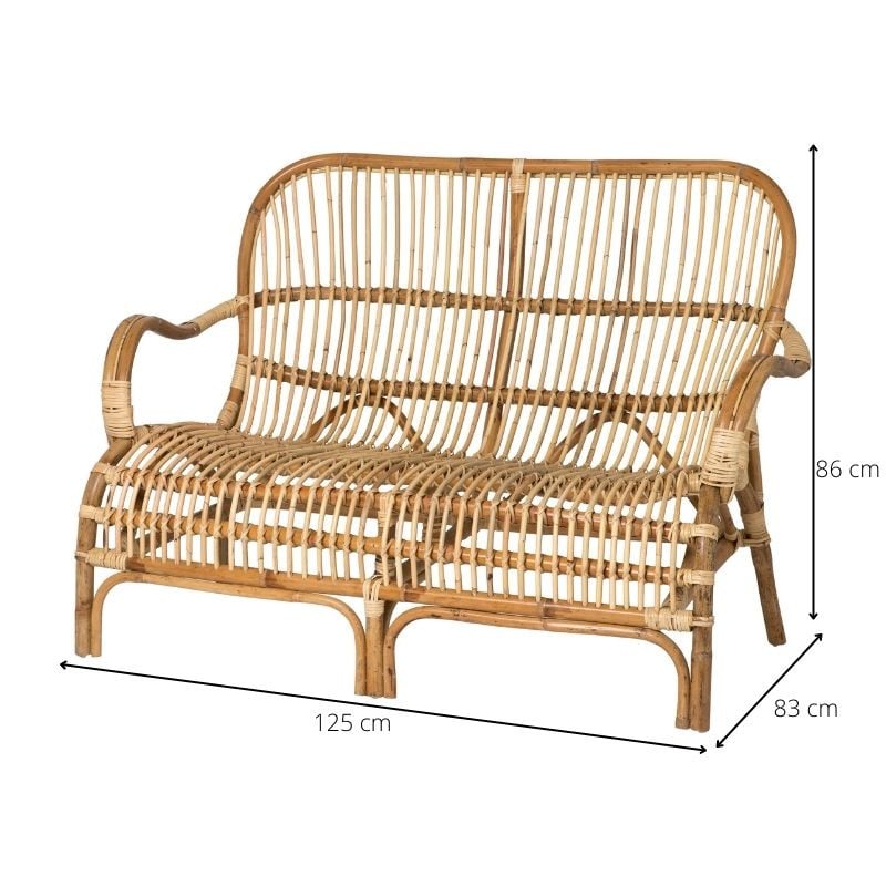Rotan bank bandung - naturel - 125x83x86 cm