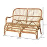 Rotan bank bandung - naturel - 125x83x86 cm