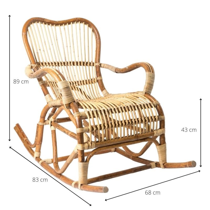 Rotan schommelstoel Bandung - naturel - 89x68x83 cm