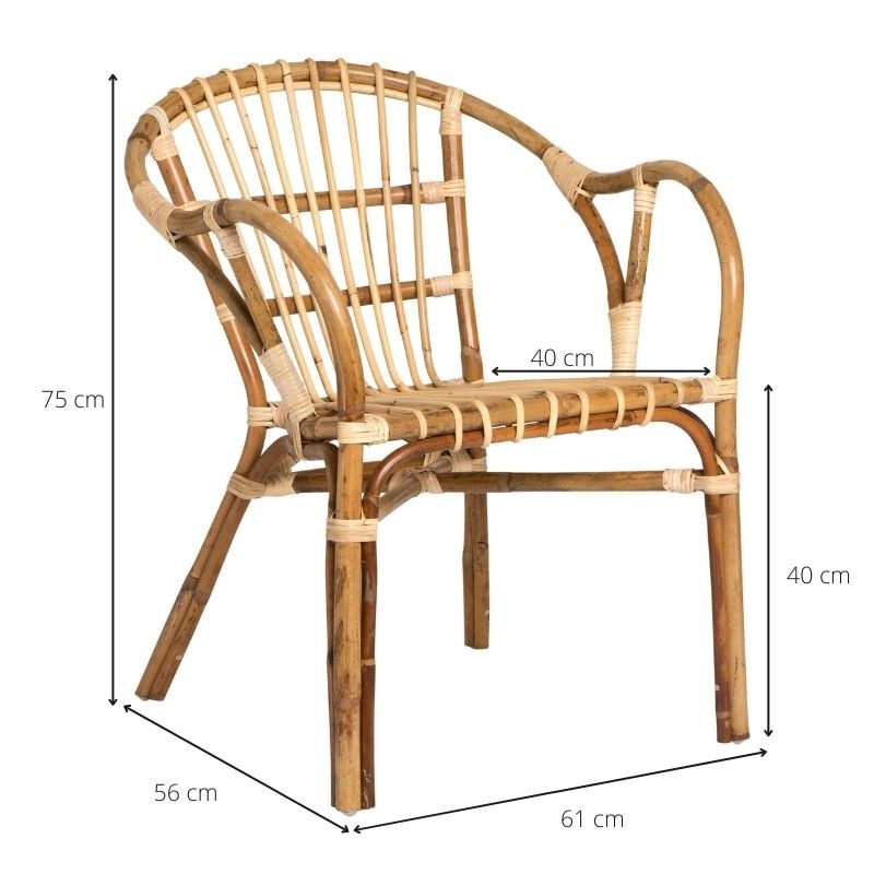 Rotan kuipstoel Rinjani - naturel - 56x61x75 cm 